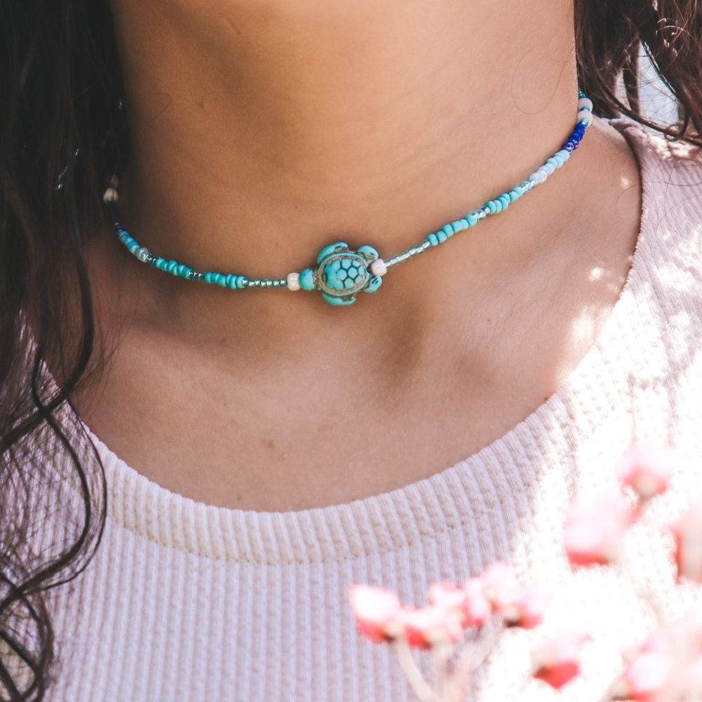 Turquoise and Blue Beaded Necklace